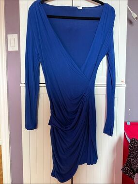 Tart Royal Blue Long-Sleeve Faux-Wrap Dress